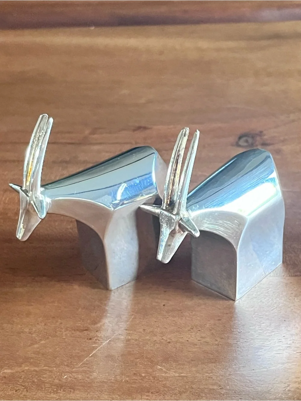 Dansk Designs Japan Safari Gazelle Silver plate Paperweights set of 2 vintage